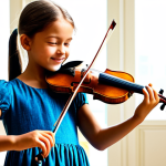 Vanessa Mae와 크로스오버 음악의 대가 - The Young Prodigy**

"A young girl, around 10 years old, fully clothed in a modest dress, practicing...